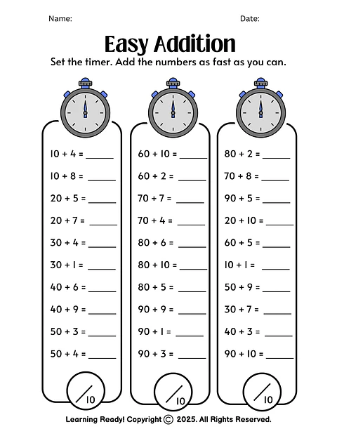 Easy Addition Worksheet