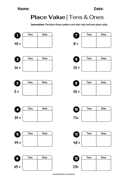 Place Value-Tens & Ones