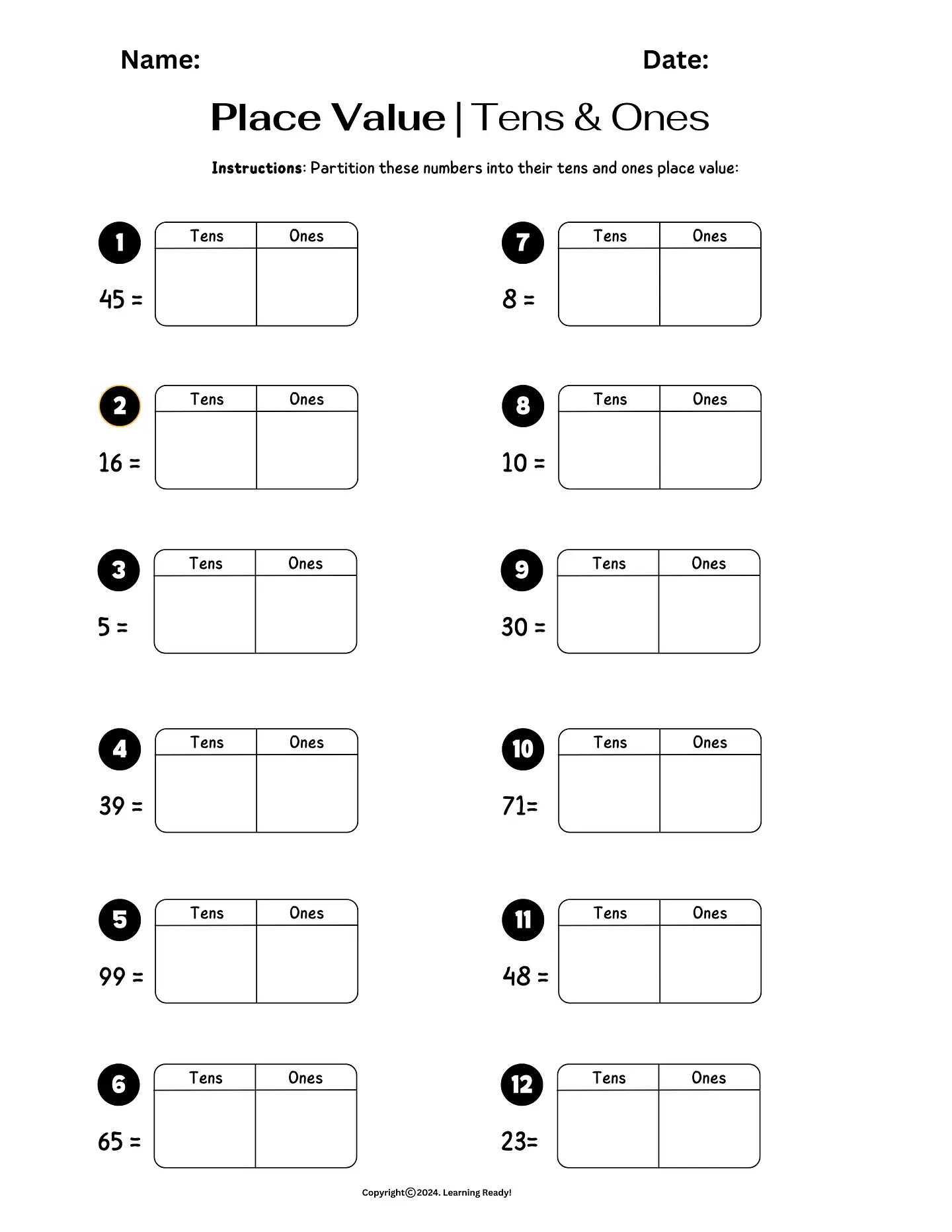 Place Value-Tens & Ones 1