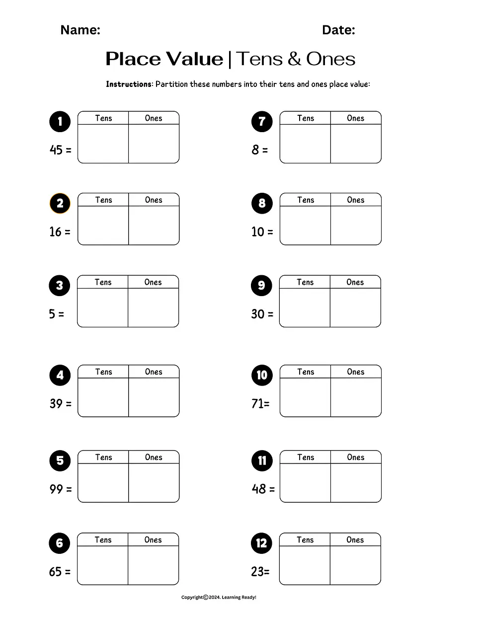 Place Value-Tens & Ones 1