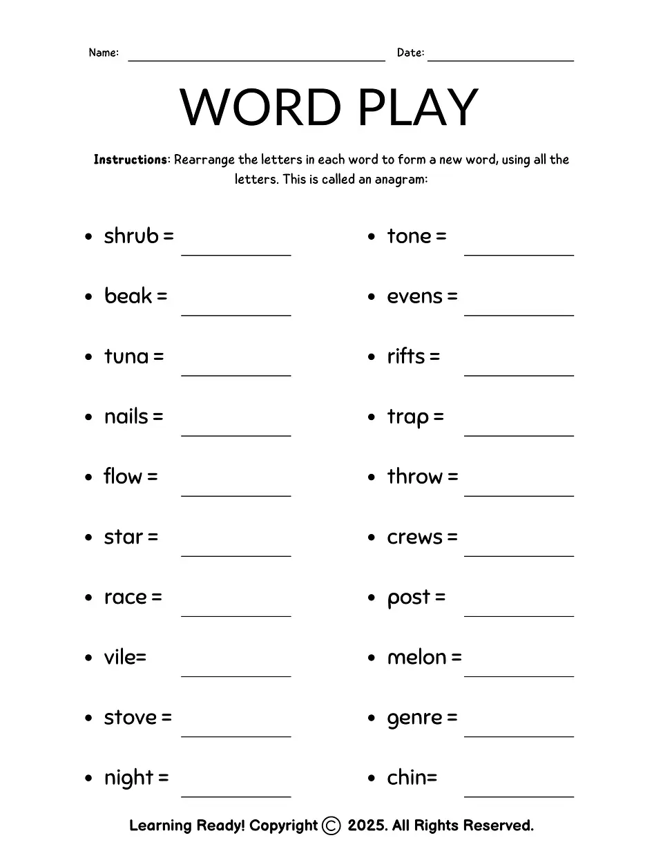 Word Play: Anagrams 1