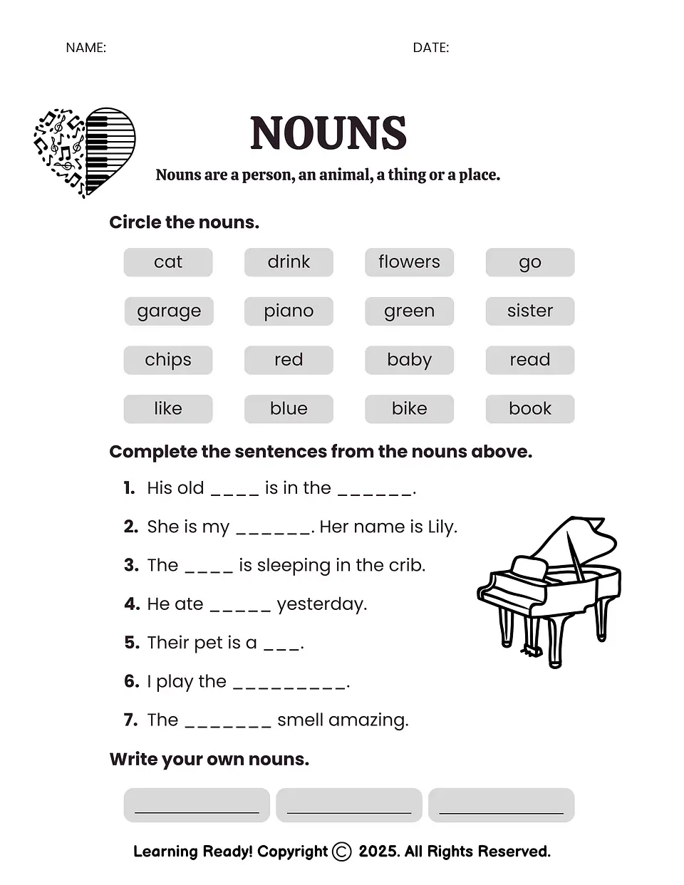 Nouns Worksheet 1