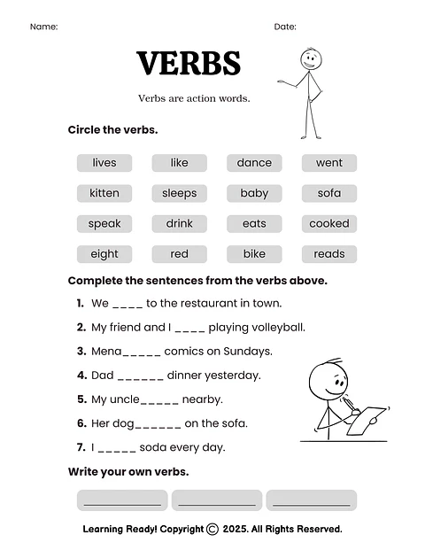 Verbs Worksheet