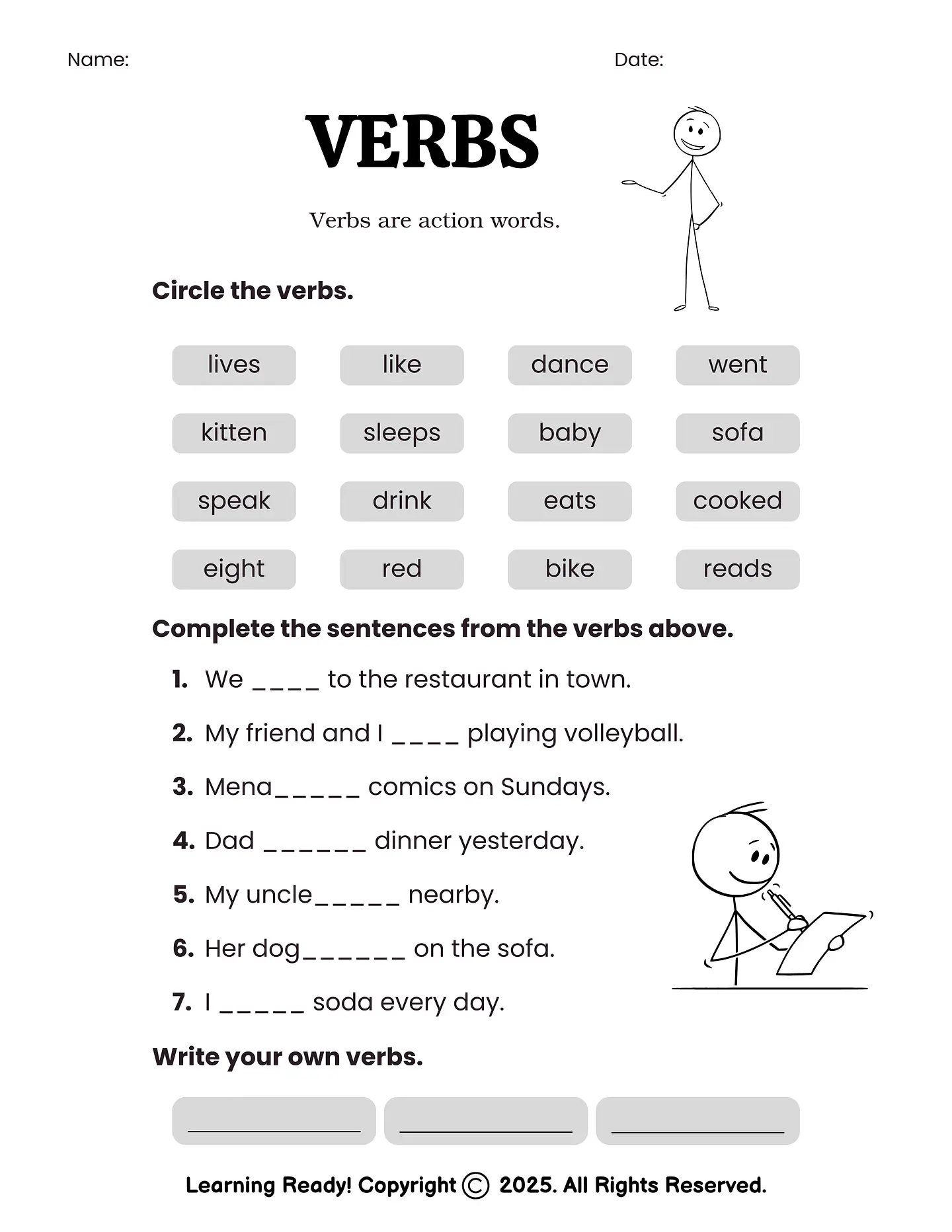 Verbs Worksheet 1