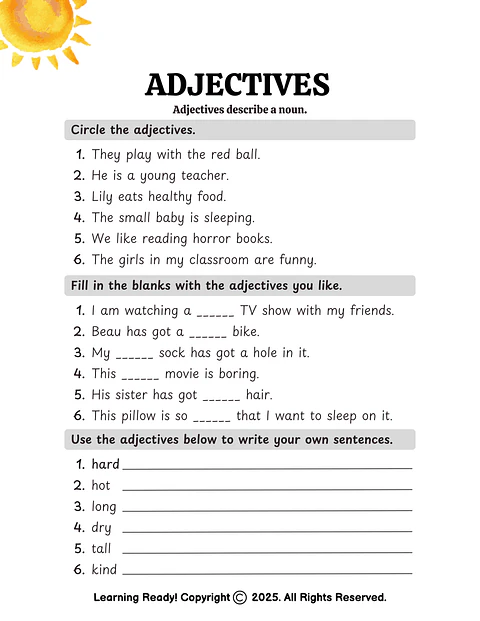 Adjectives Worksheet