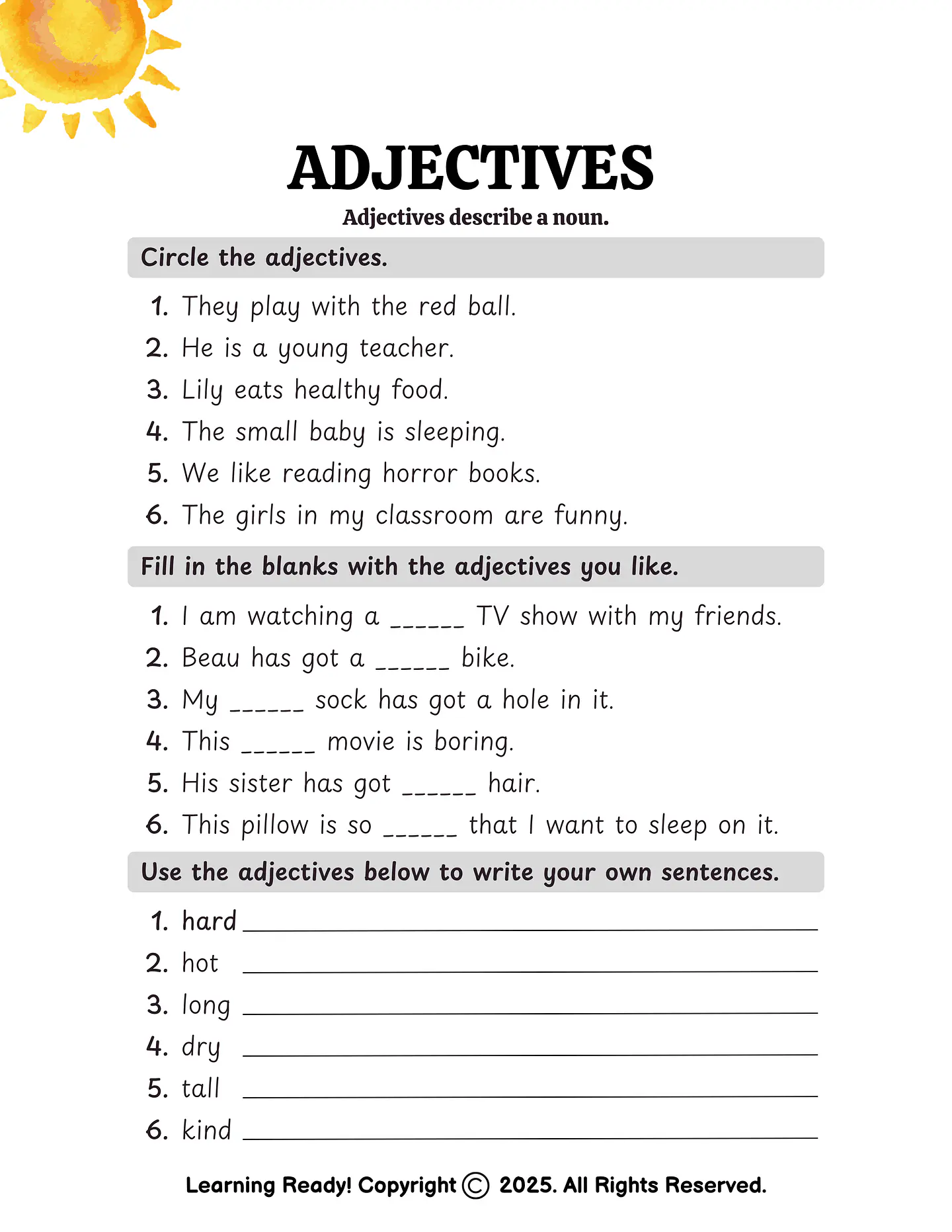 Adjectives Worksheet 1