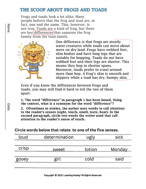 Reading Comprehension Activities Packet