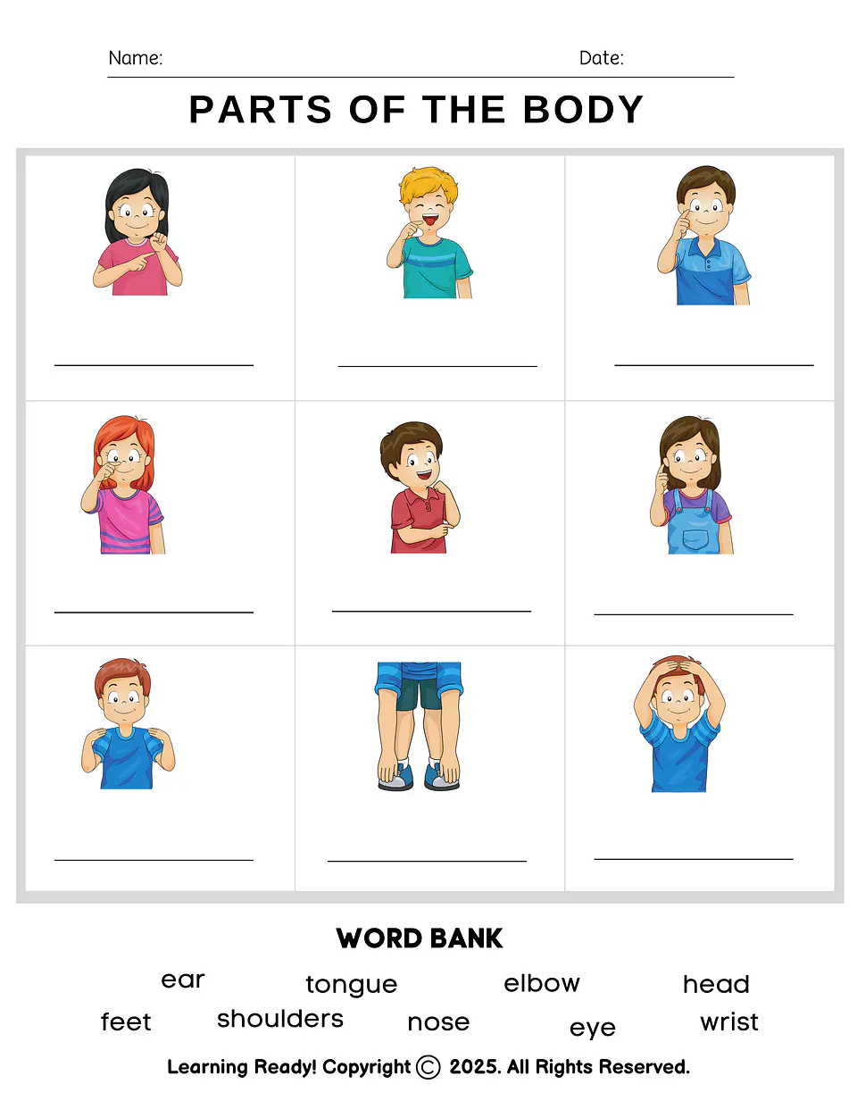 Parts of the Body Worksheet 1