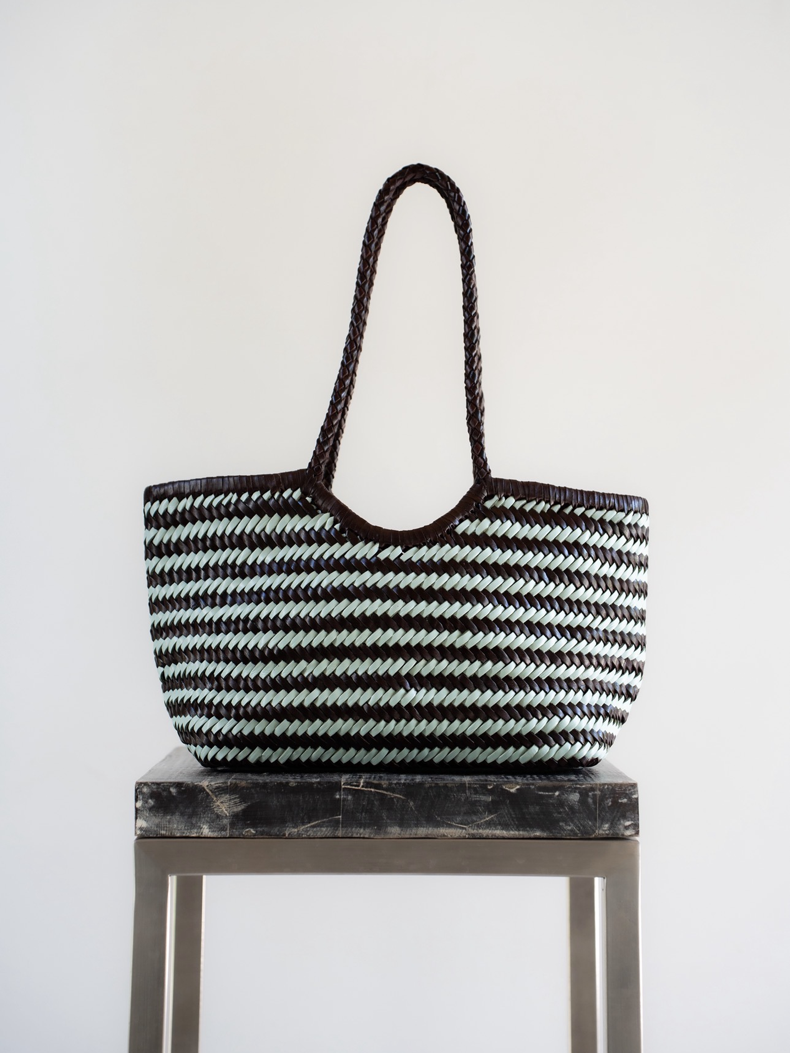Tote - Mix 44 - Dark Brown/ Baby Blue 