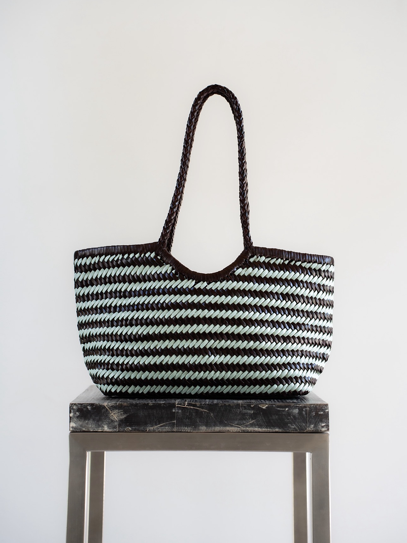 Tote - Mix 44 - Dark Brown/ Baby Blue 