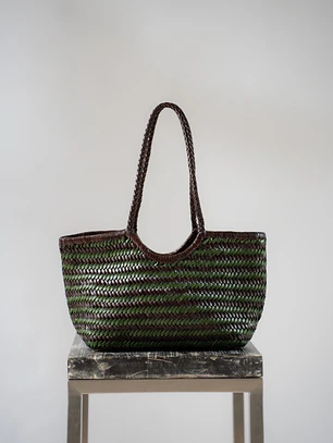 Tote - Mix 46 - Green/ Dark Brown 