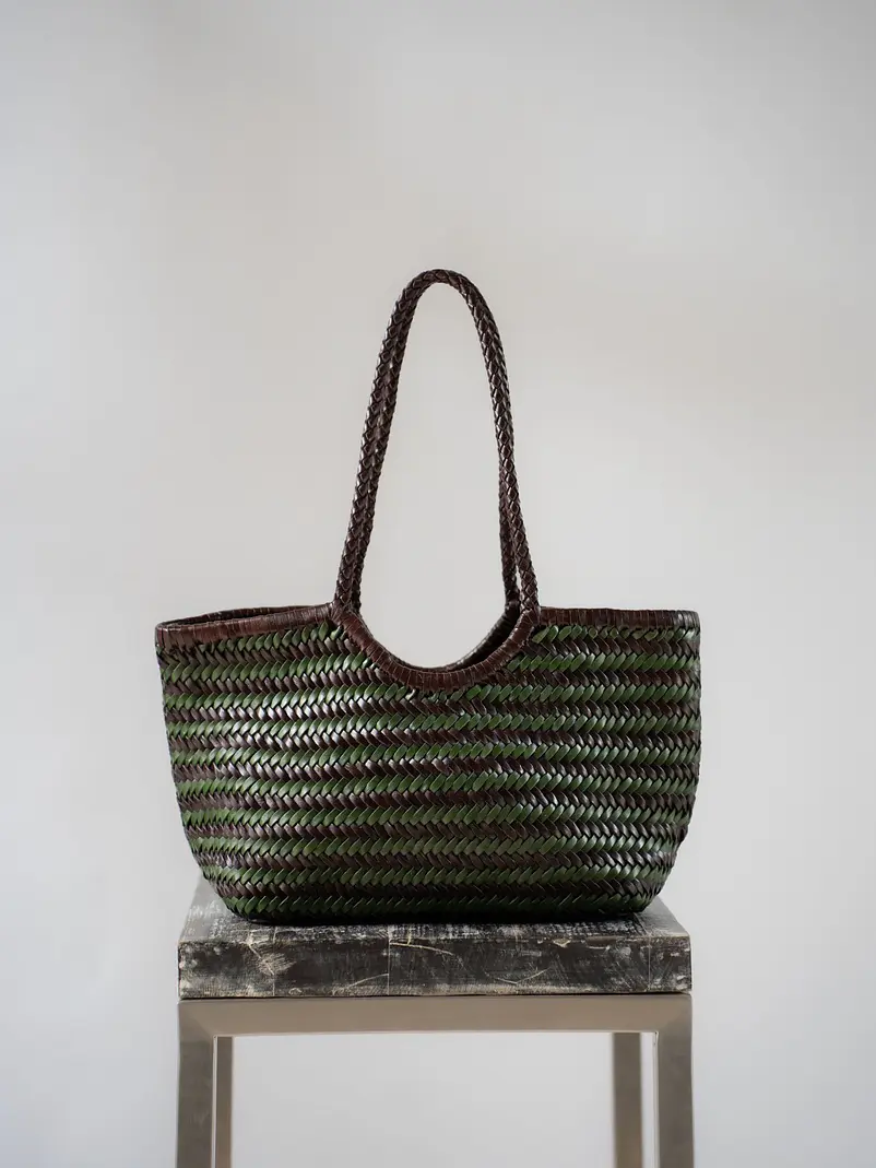 Tote - Mix 46 - Green/ Dark Brown 