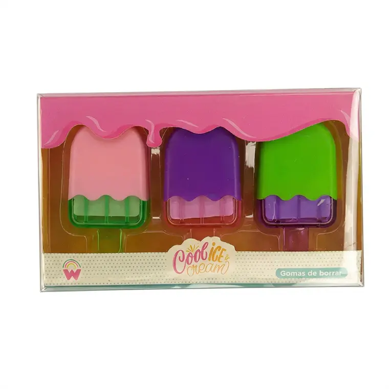 Set gomas de borras heladitos 3 unidades 1