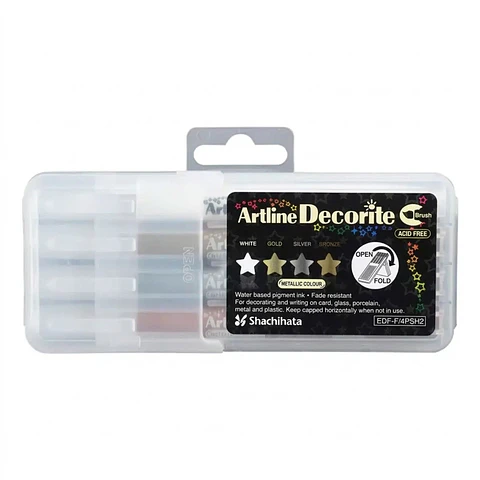 Set 4 Artline Decorite brush colores metalizados 