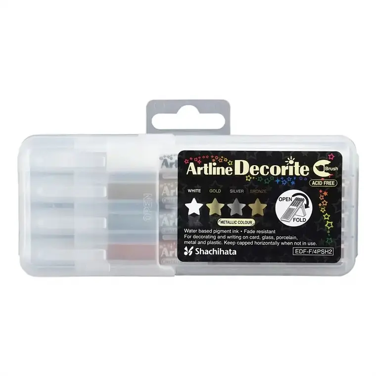 Set 4 Artline Decorite brush colores metalizados  1