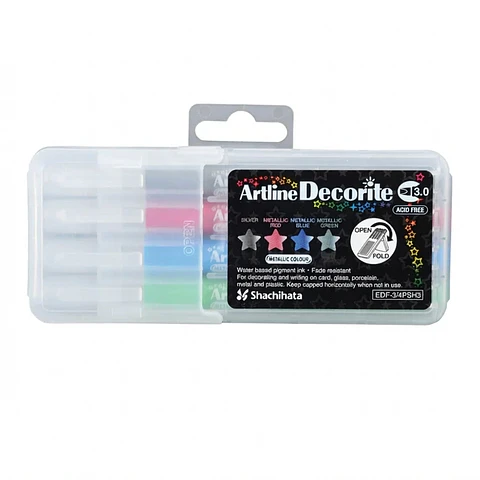 Set 4 Artline Decorite brush colores metalizados 