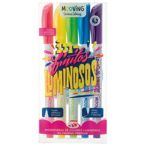 Estuche 5 tiralíneas colores luminosos 