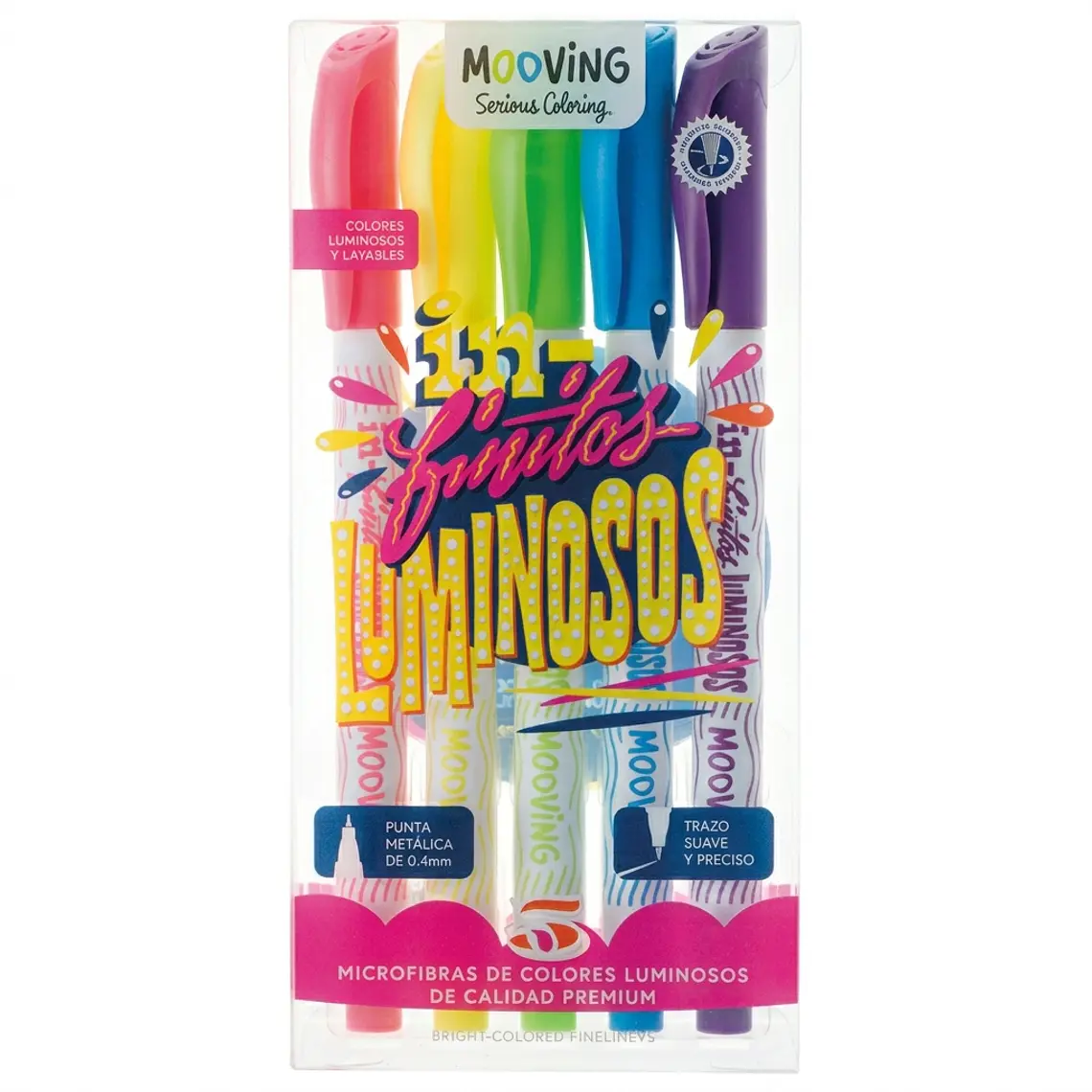 Estuche 5 tiralíneas colores luminosos  1