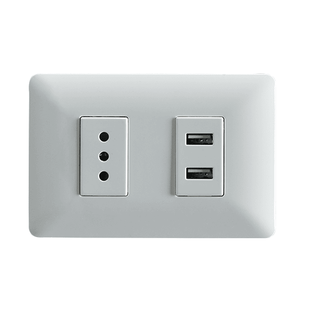 Enchufe simple 10a 250V + enchufe USB blanco Stanford