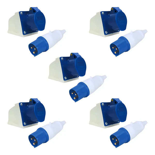 Pack 5 Enchufe Hembra S/P + Macho 16A 2P+T 220V