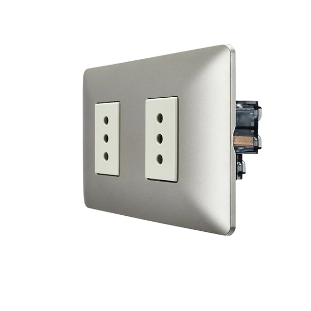Pack 5 enchufe doble champagne 10a 250v Stanford