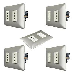 Pack 5 enchufe doble champagne 10a 250v Stanford