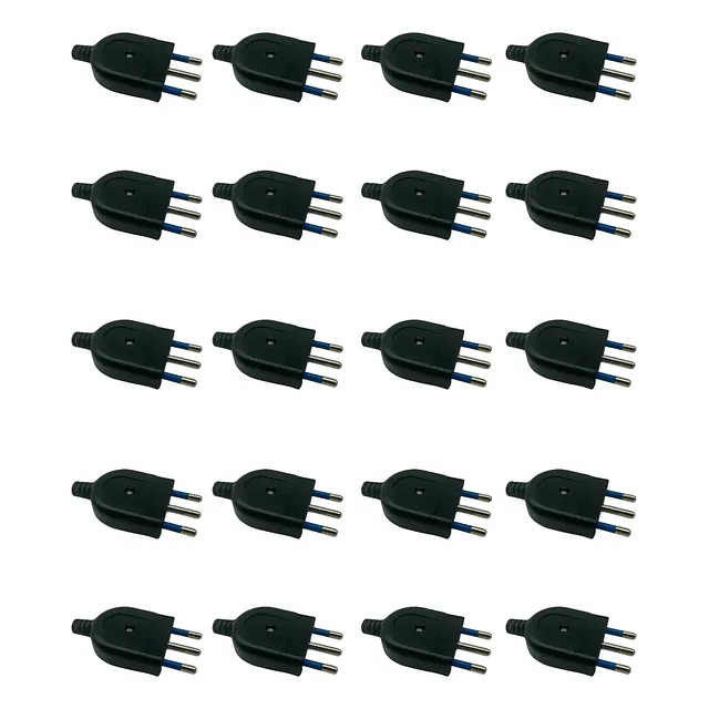 Pack 20 enchufe macho volante negro 2p+t 10a 250v Lexo