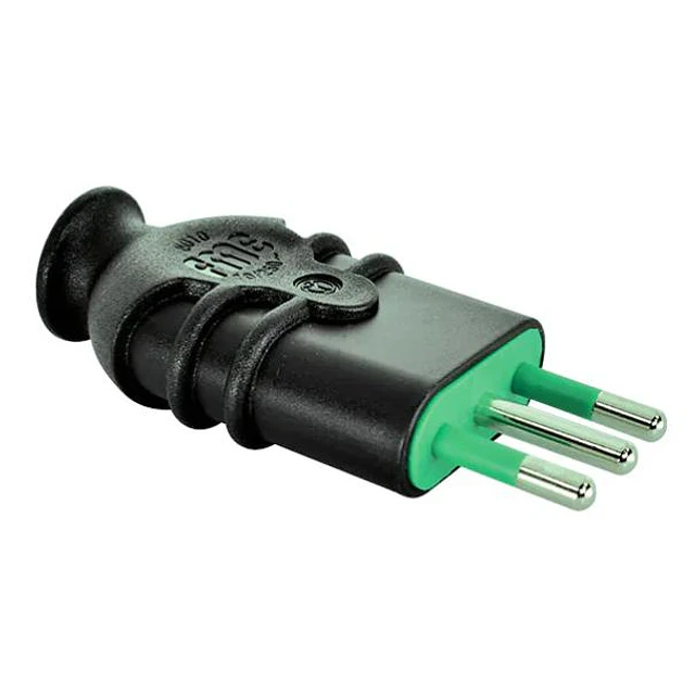 Pack 10 enchufe macho volante 10A pesado negro Fanton 2p+t 250v 
