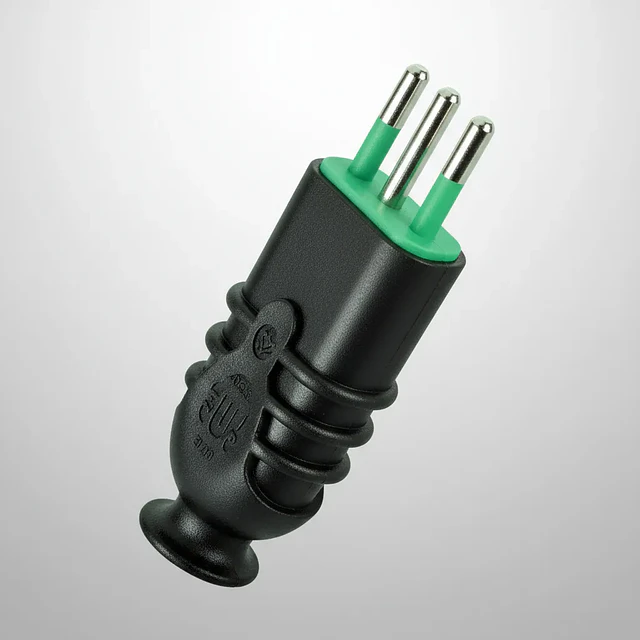 Pack 10 enchufe macho volante 10A pesado negro Fanton 2p+t 250v 