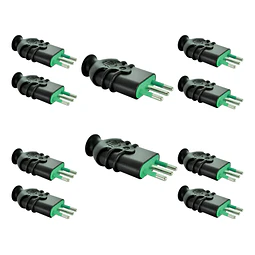 Pack 10 enchufe macho volante 10A pesado negro Fanton 2p+t 250v 