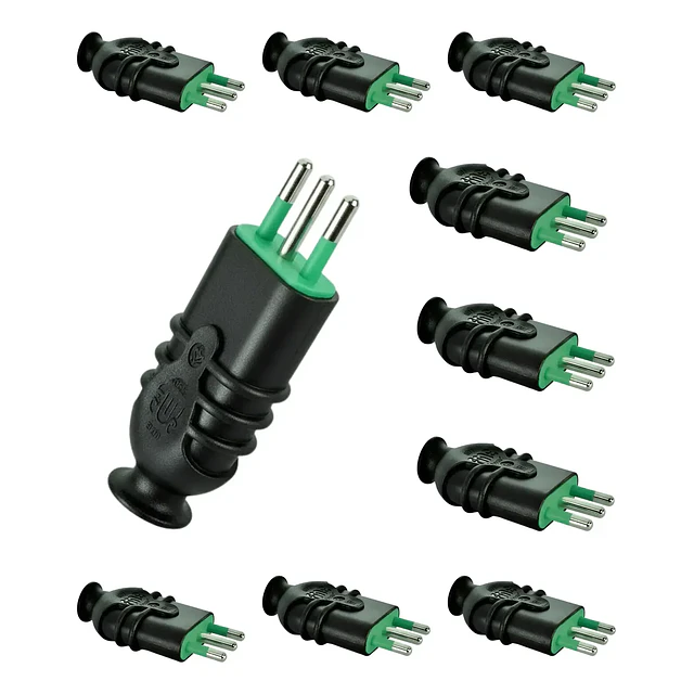 PACK 10 ENCHUFE MACHO 16A VOLANTE FANTON 2P+T 250V