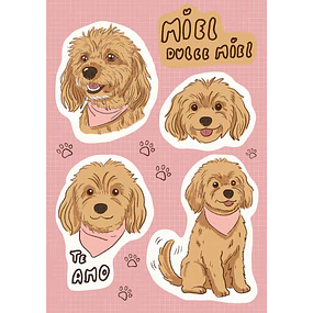 Set Sticker perrita Miel dulce Miel 