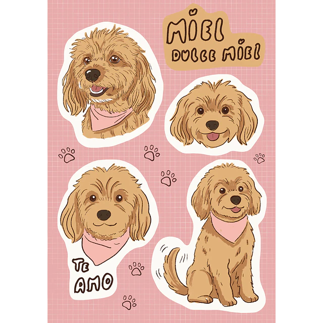 Set Sticker perrita Miel dulce Miel 