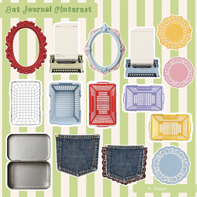 Set stickers de Pinterest verde