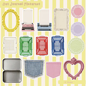 Set stickers de Pinterest amarillo