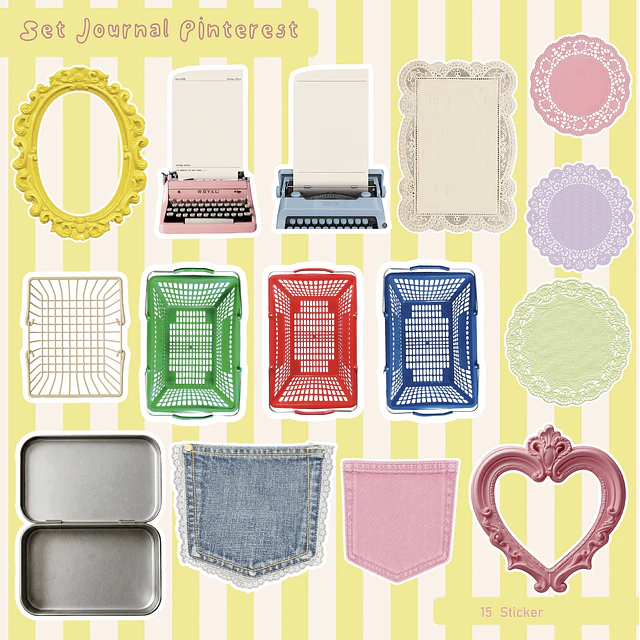 Set stickers de Pinterest amarillo