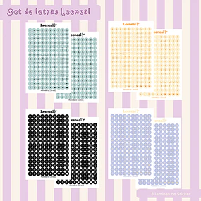 Set de laminas de stickers abecedario Leeneal 