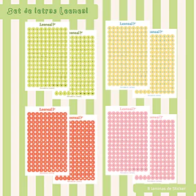 Set de laminas de stickers abecesario Leeneal 