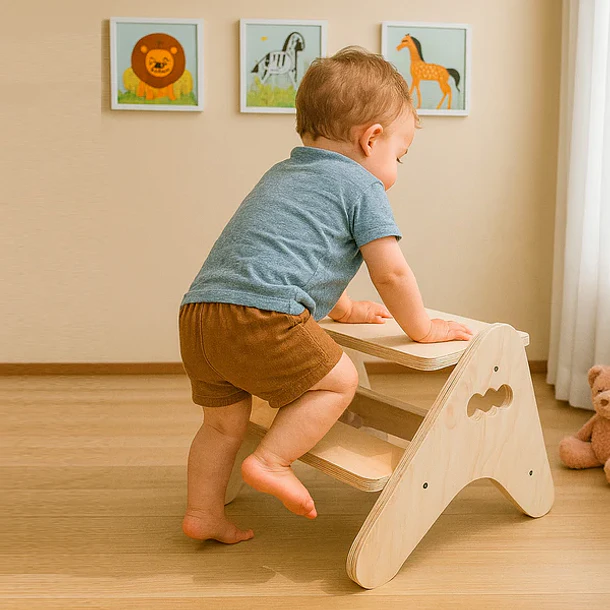 Escalera 2 en 1 Montessori de Madera para Niños (Escalón + Banquito) 5
