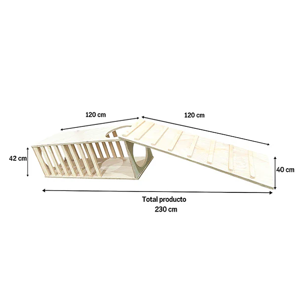 Túnel Montessori de Madera con Rampa Desmontable 2
