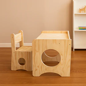 Escritorio Montessori de Madera para Niños con Silla