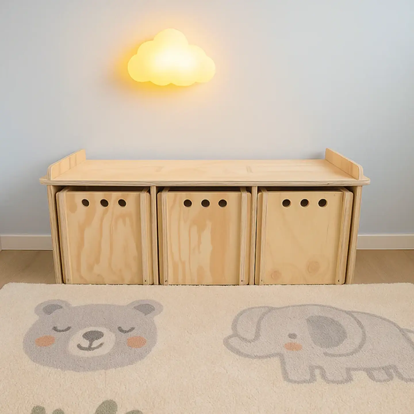 Organizador Montessori de Madera con Ruedas 1