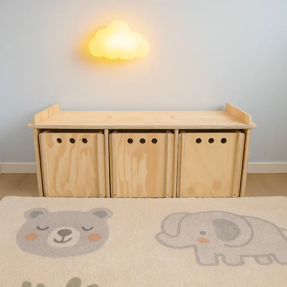 Organizador Montessori de Madera con Ruedas 1