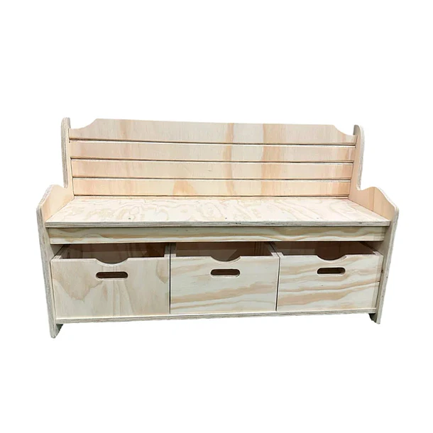 Banco Organizador Montessori de Madera para Niños con 3 Cajones 2