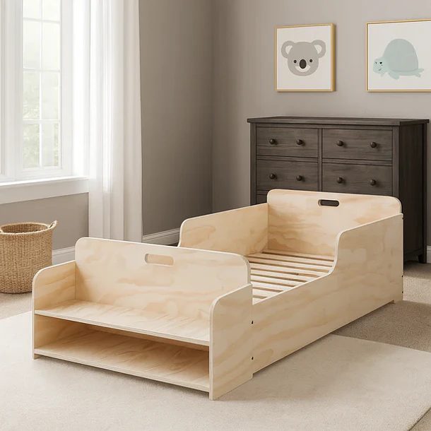 Cama Montessori de Madera con Almacenaje 1
