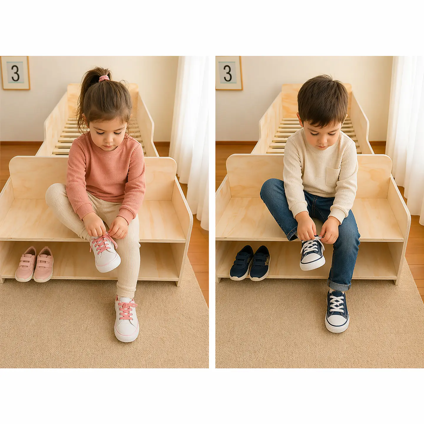 Cama Montessori de Madera con Almacenaje 3