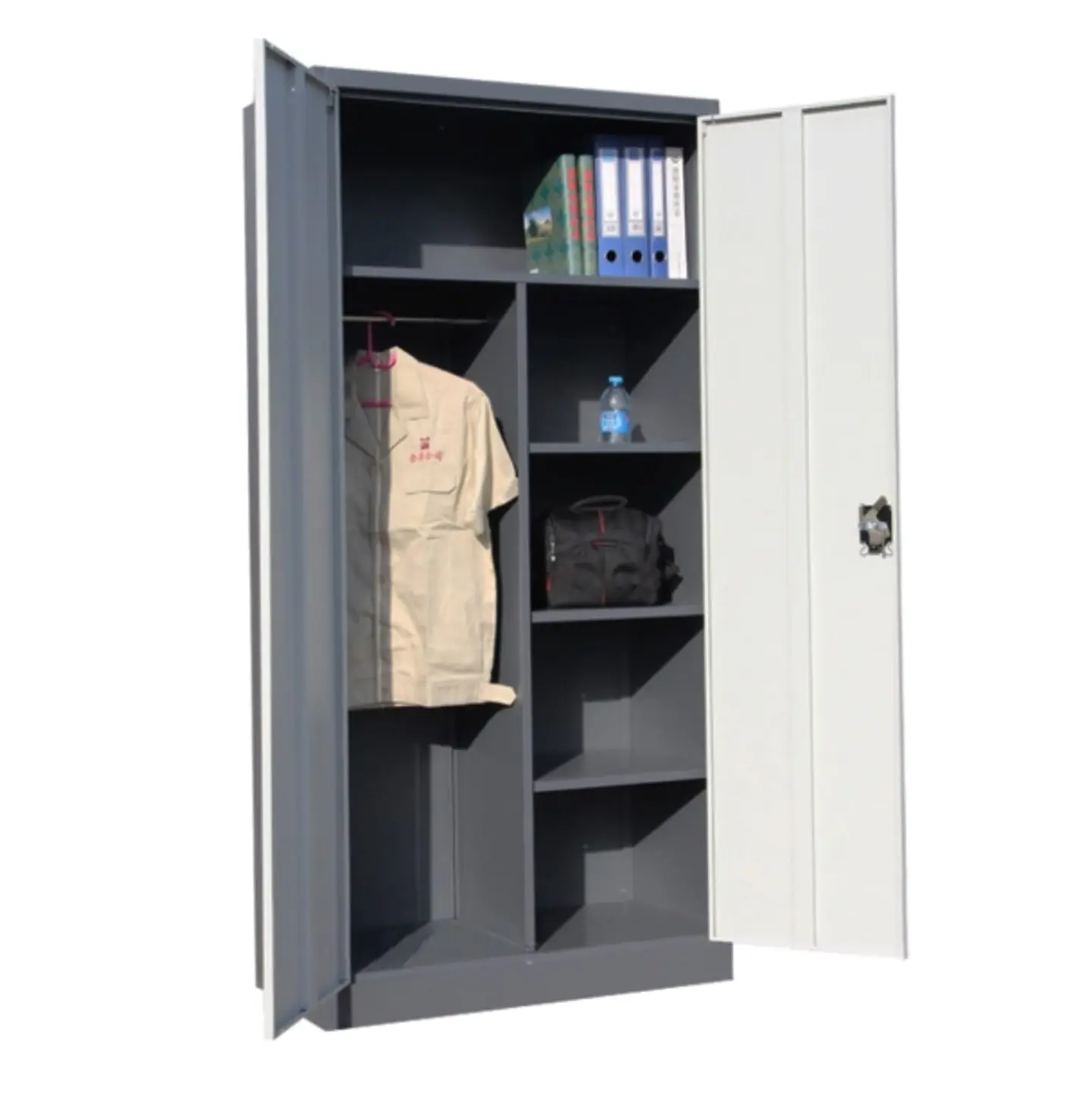  Armario de acero 90x40x185 cm. 6 espacios. 2 cuerpos 2 puertas 1
