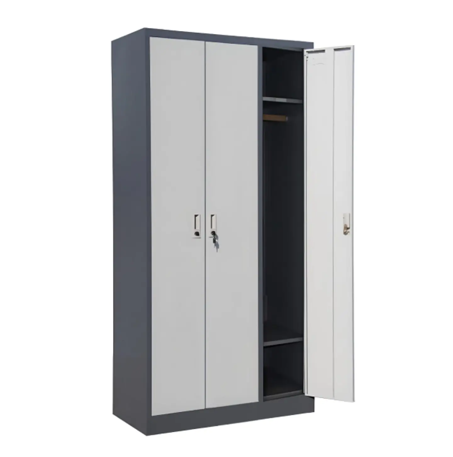 Armario de acero 90x40x185 cm. 8 espacios. 2 cuerpos 3 puertas 1
