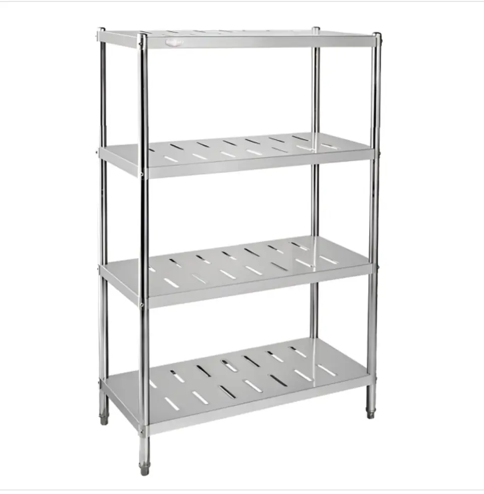  Estante 4 bandejas perforadas 90x50x155 cm. acero inox 1