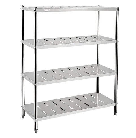 Estante 4 bandejas perforadas 120x50x155 cm. acero inox